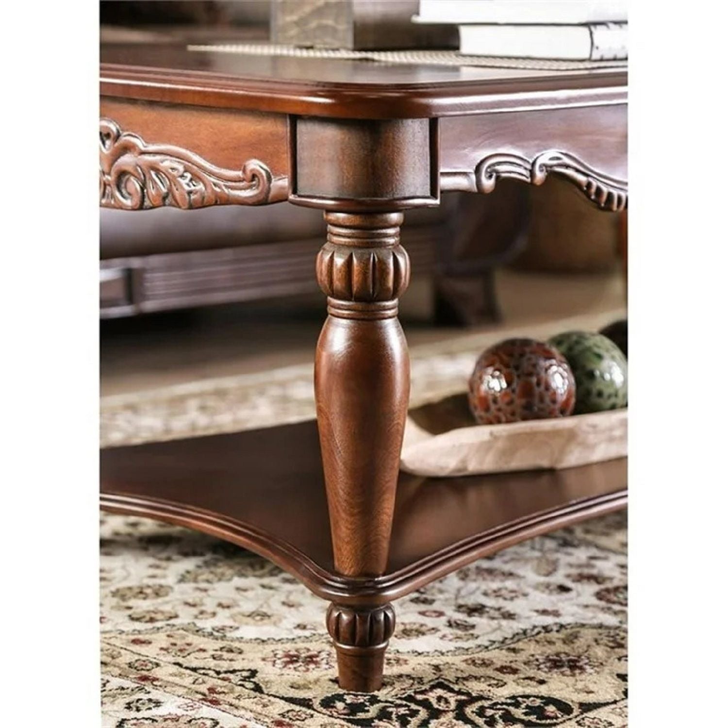 3 Piece Coffee Table With Open Shelf - Cherry