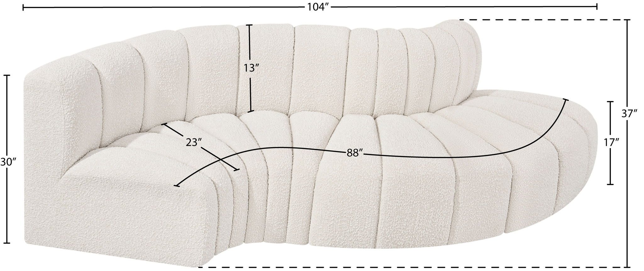 Arc - Boucle Fabric 4 Piece L-Shaped Modular Sofa