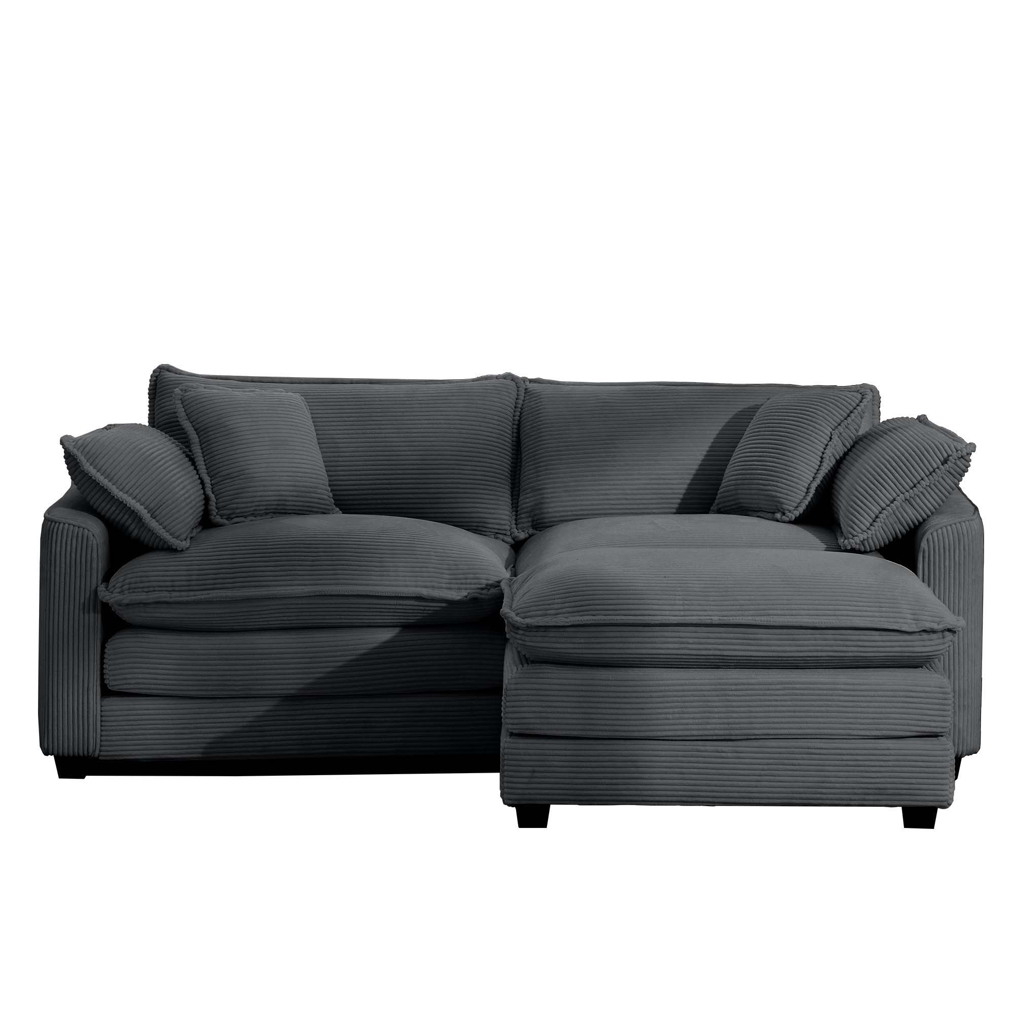 Modular Oversized Cushion Sofa With Ottoman, Low Back, Deep Seating Sofa Set