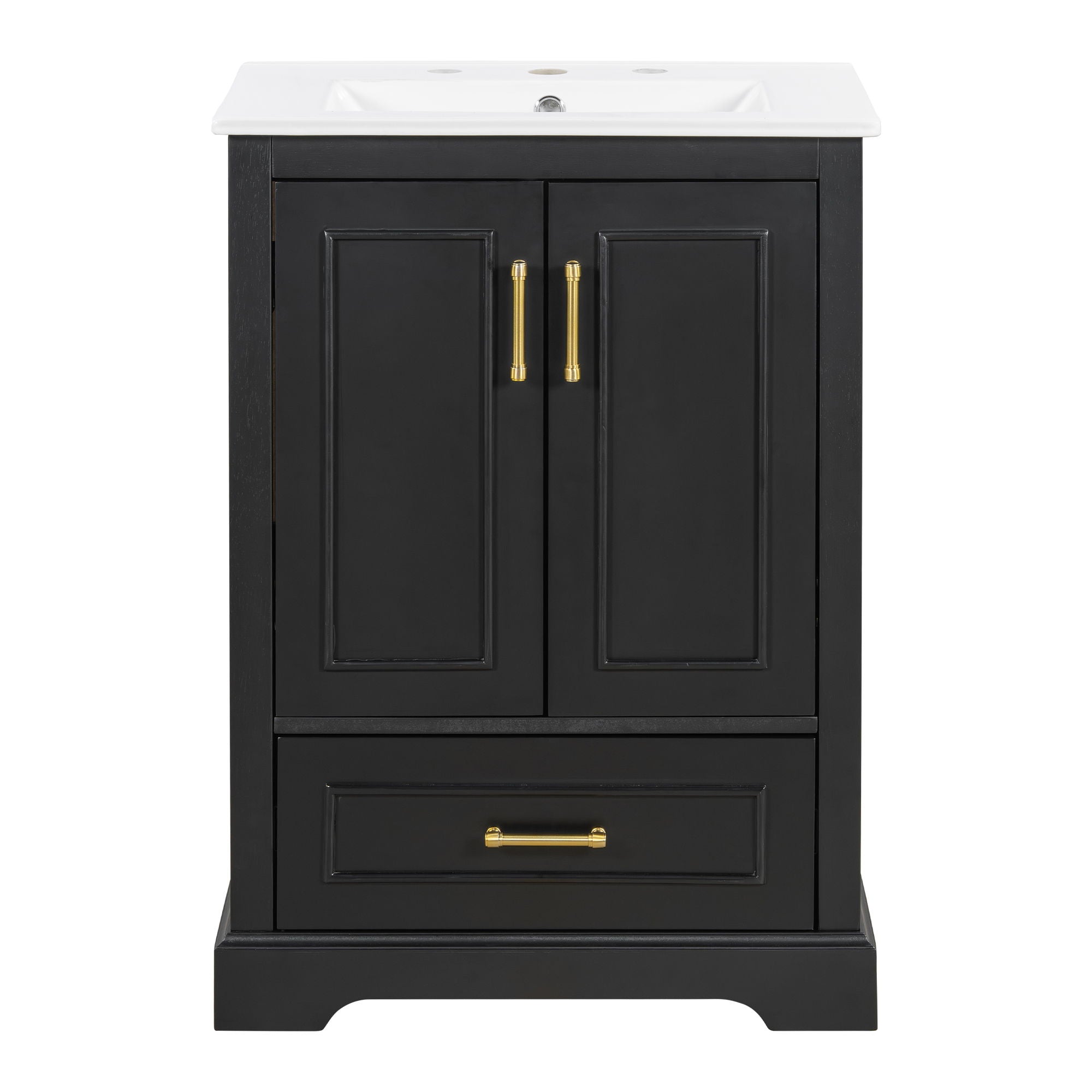 Bathroom Vanity With Sink, 1 Divided Drawer And 2 Soft Close Doors With Double Shelf