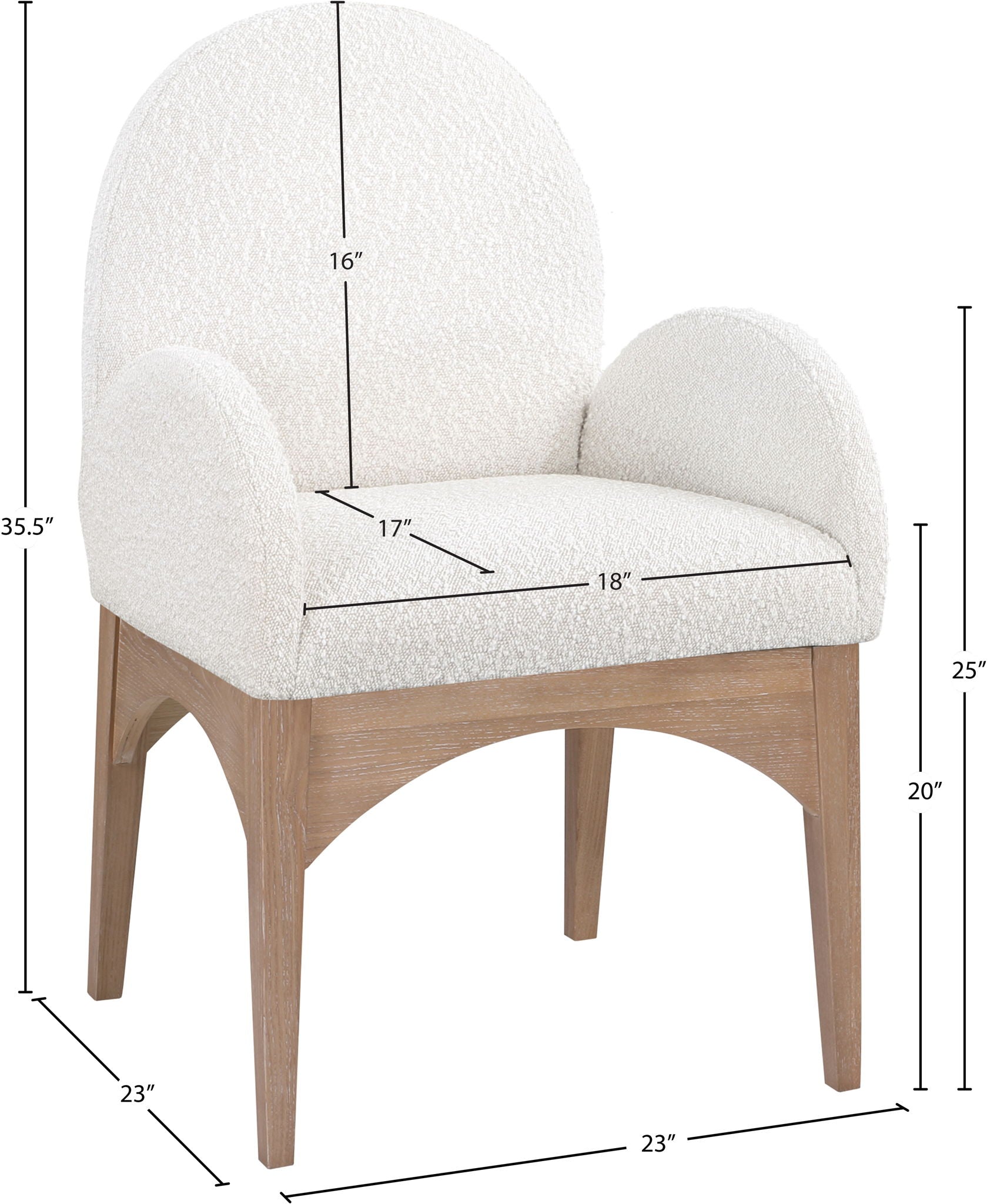 Waldorf - Boucle Dining Arm Chair With Natural Legs