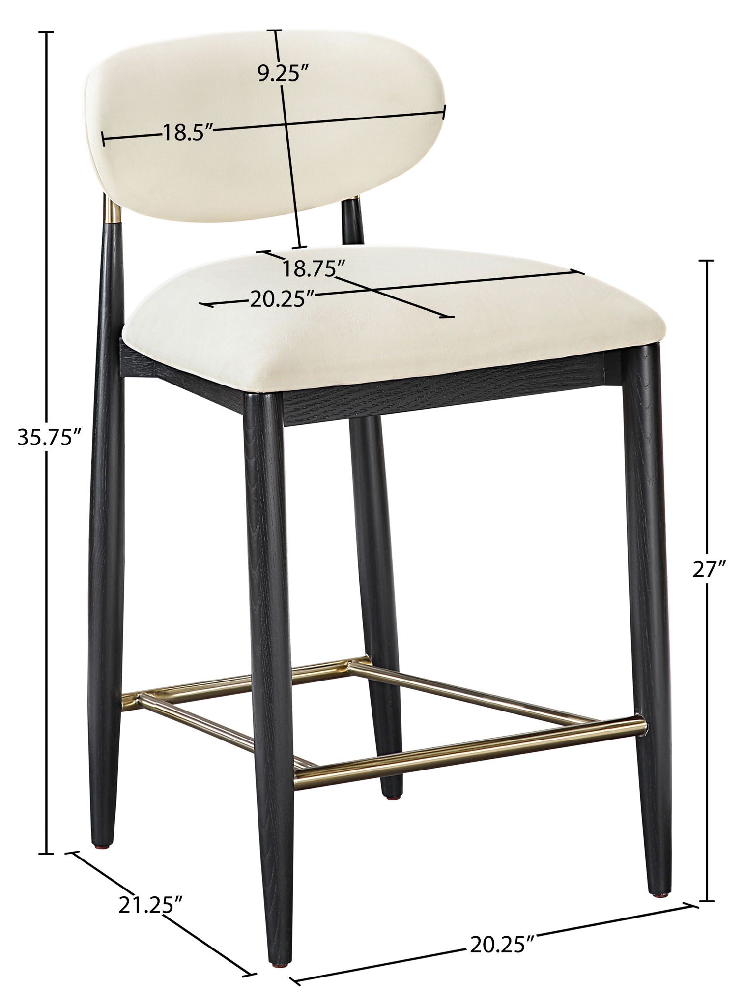 Riccio - Stool - Black And Gold Frame