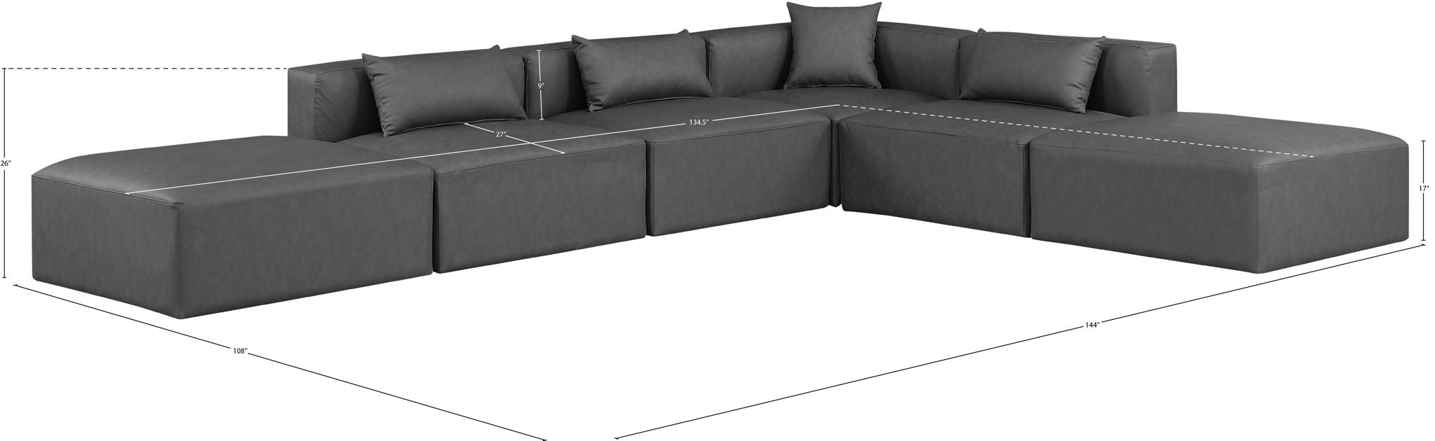 Cube - 6 Piece Modular Corner Armless Sectional