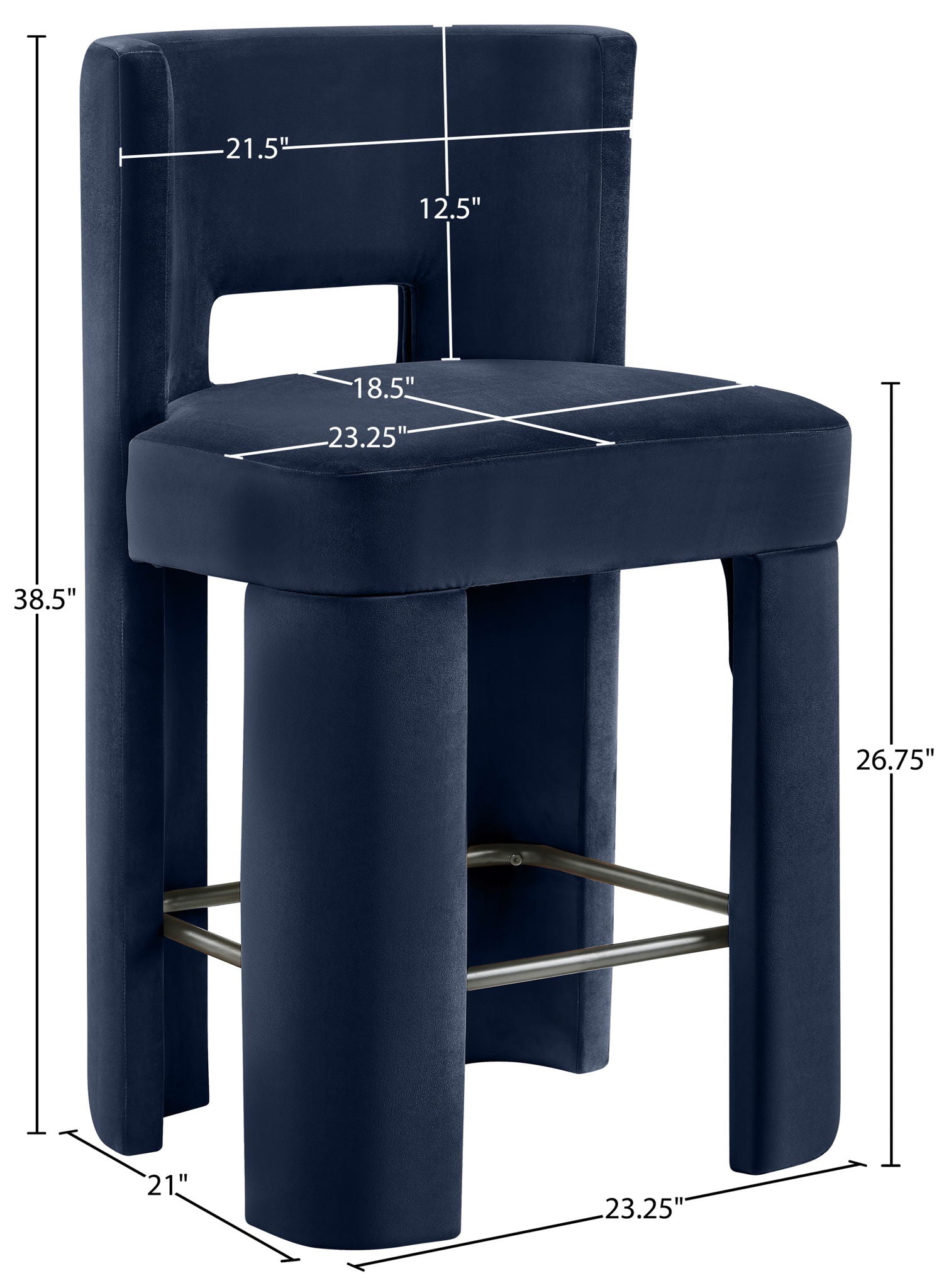 Zuno - Velvet Performance Fabric Upholstered Counter Stool (Set of 2)