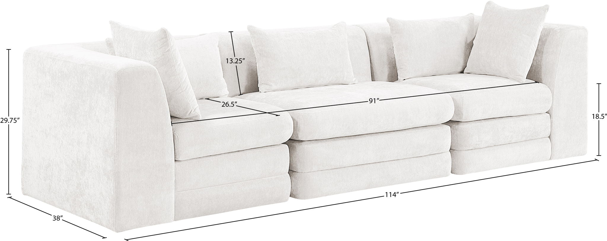 Stellar - 3 Piece 114" Upholstered Modular Sofa