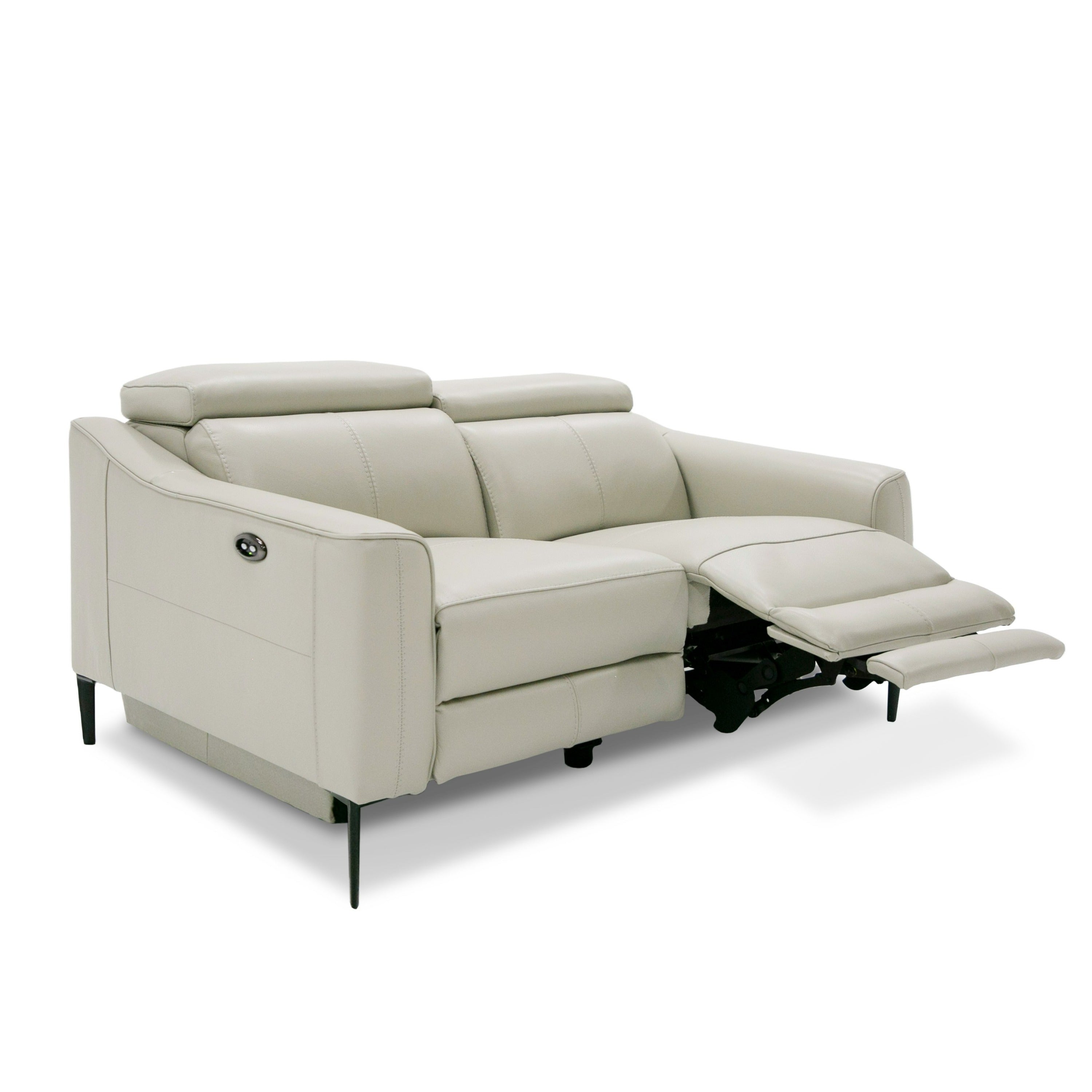 Divani Casa Eden - Modern Grey Leather Loveseat with 2 Recliners