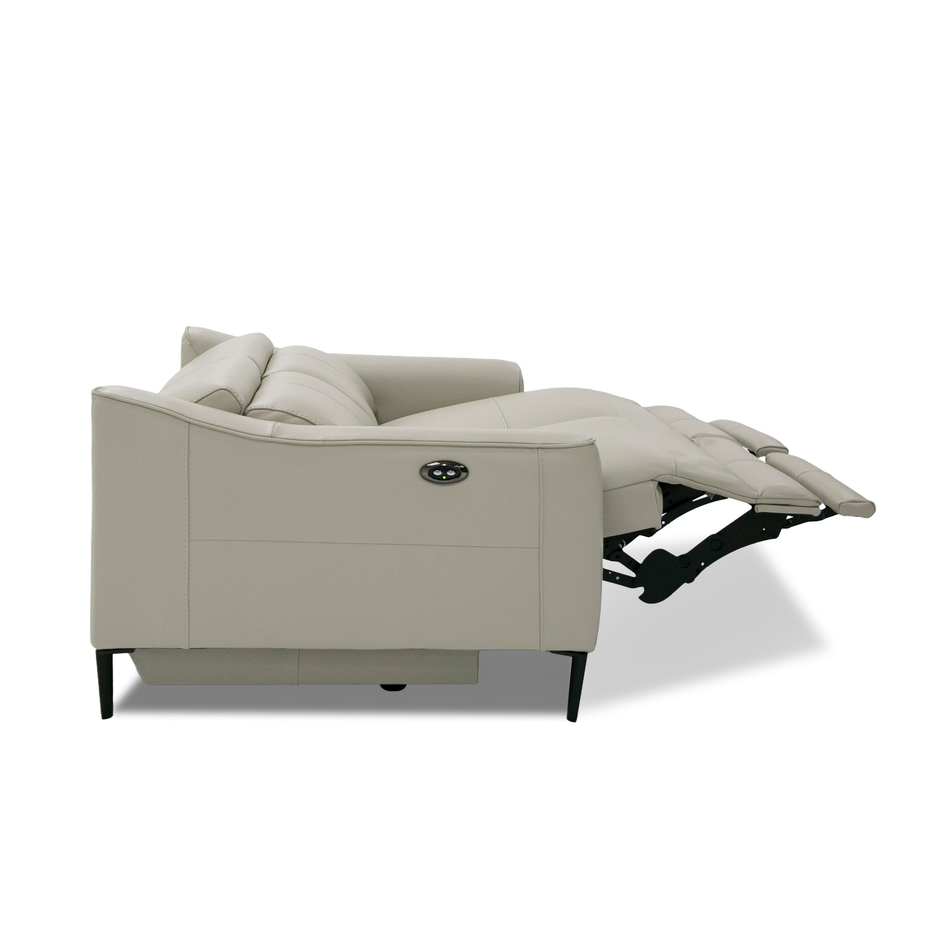Divani Casa Eden - Modern Grey Leather Loveseat with 2 Recliners