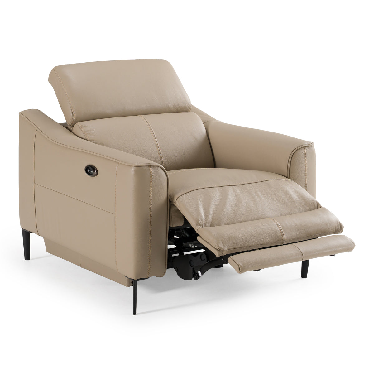 Eden - Modern Taupe Leather Recliner Chair - original 4