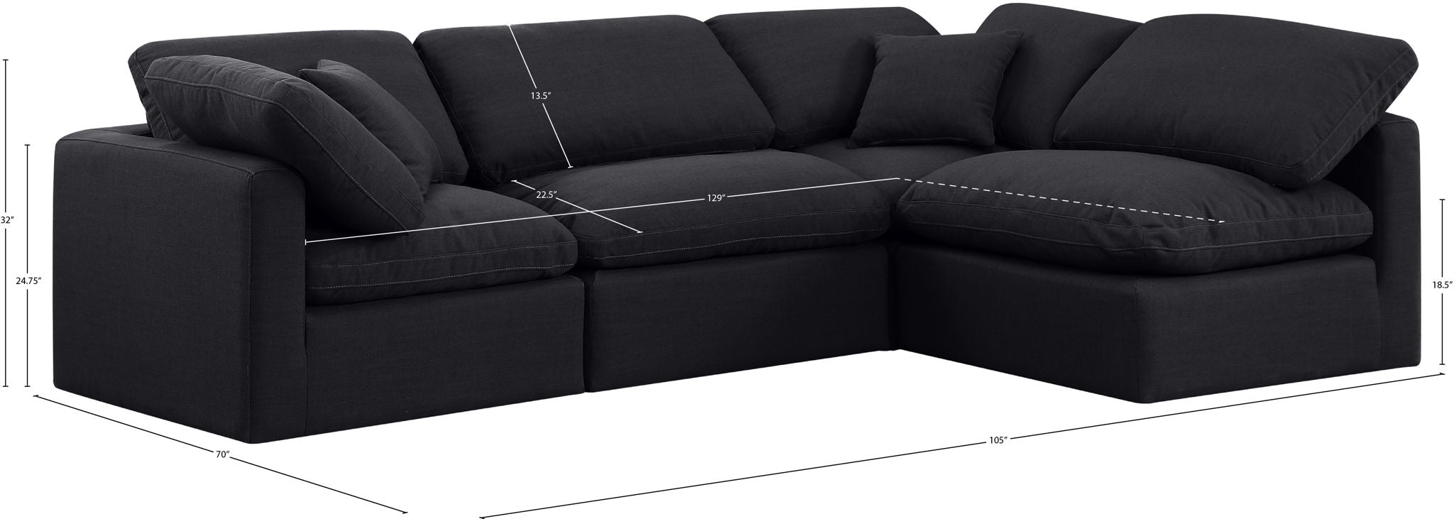 Indulge - Linen 4 Piece Modular Sectional