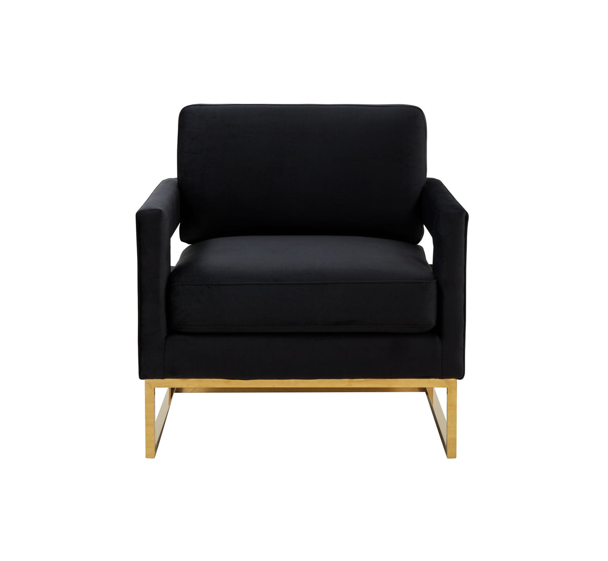 Edna - Modern Black Velvet & Gold Accent Chair