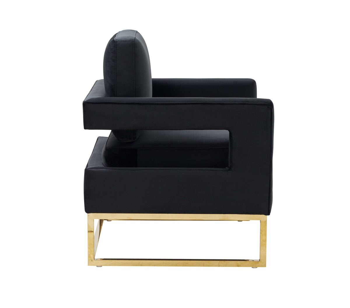 Edna - Modern Black Velvet & Gold Accent Chair