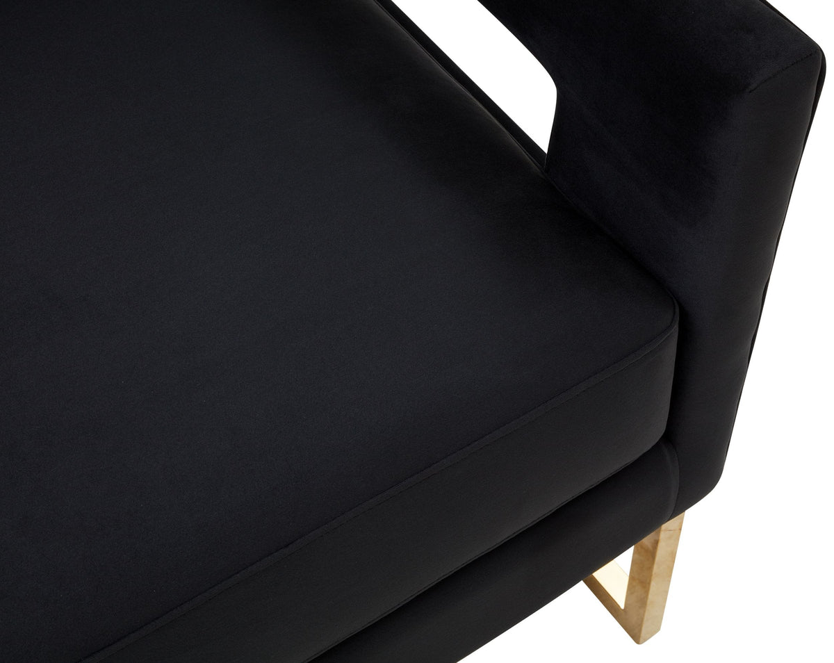 Edna - Modern Black Velvet & Gold Accent Chair