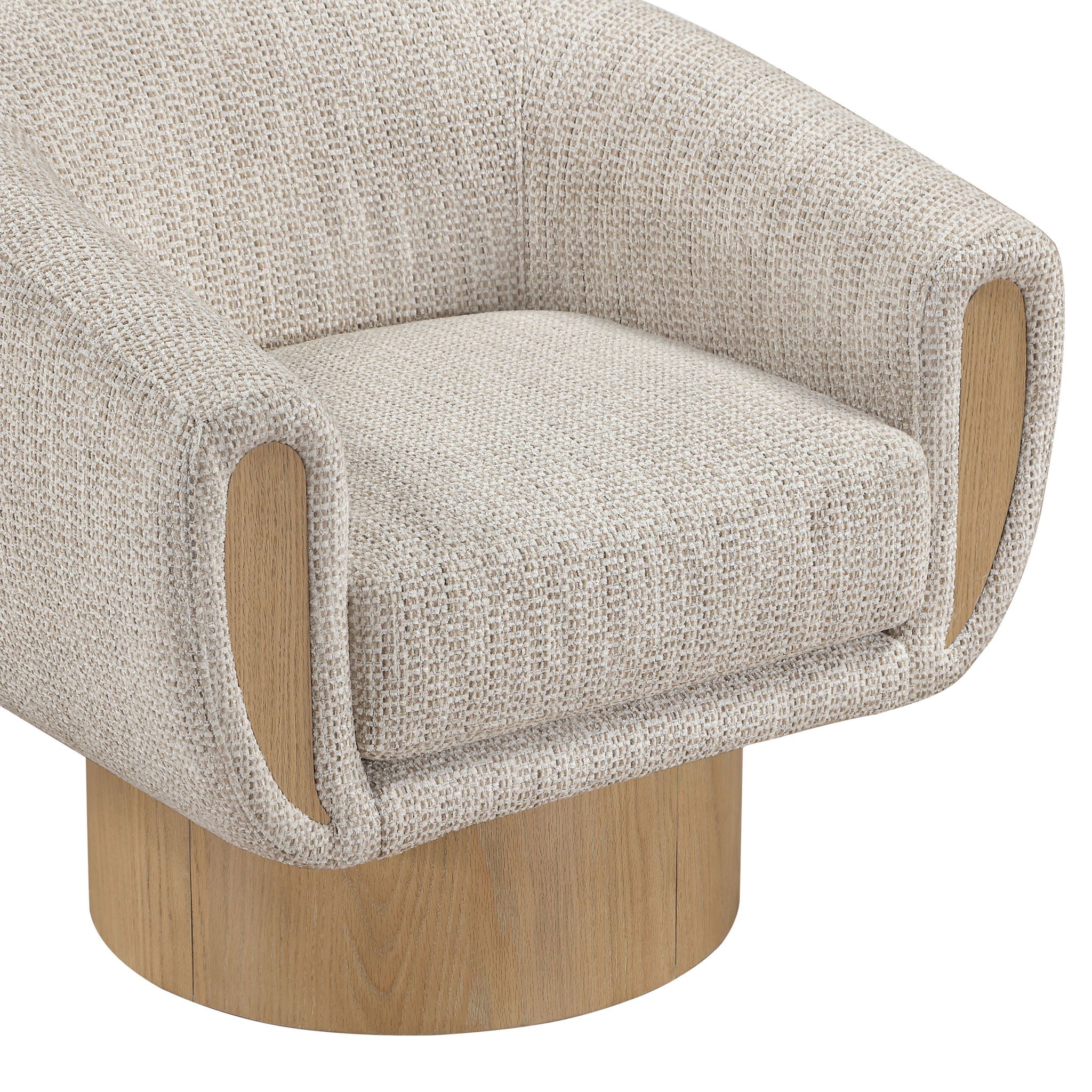 Avella - Interwoven Fabric Swivel Accent Chair - Light Brown Base