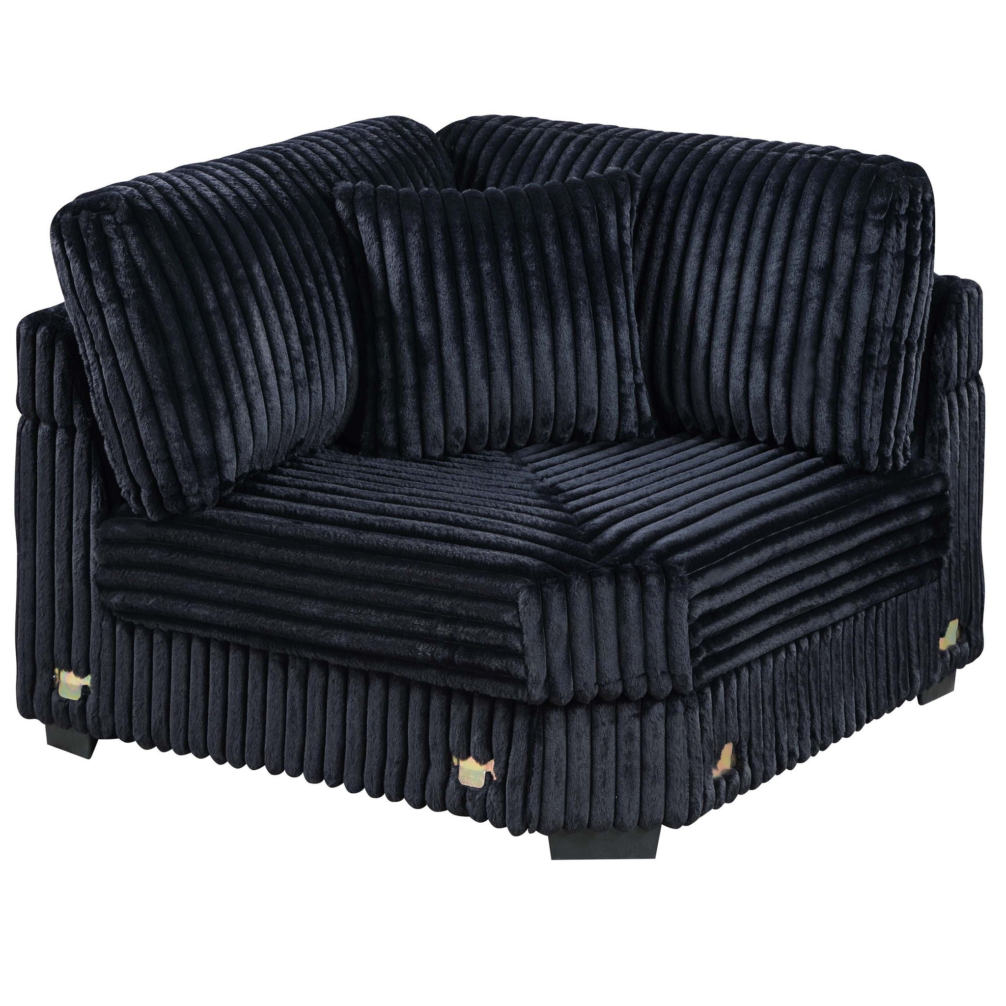 6 Piece Modular Sectional Sofa Set Upholstered Living Room Plush Couch With Cup Holders And USB Port - Black