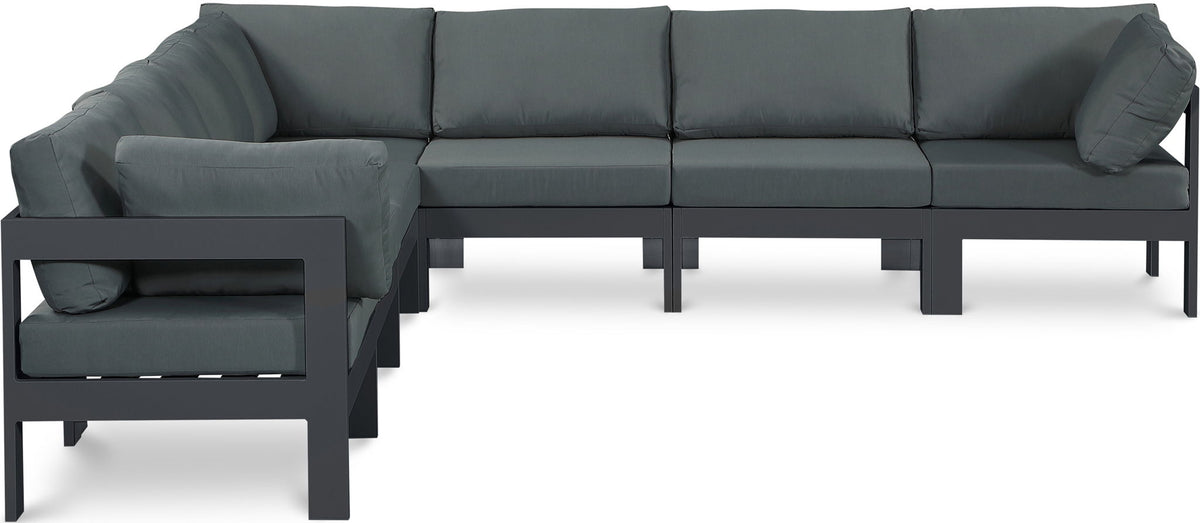 Nizuc - Outdoor Patio 7 Piece Modular Sectional With Gray Frame