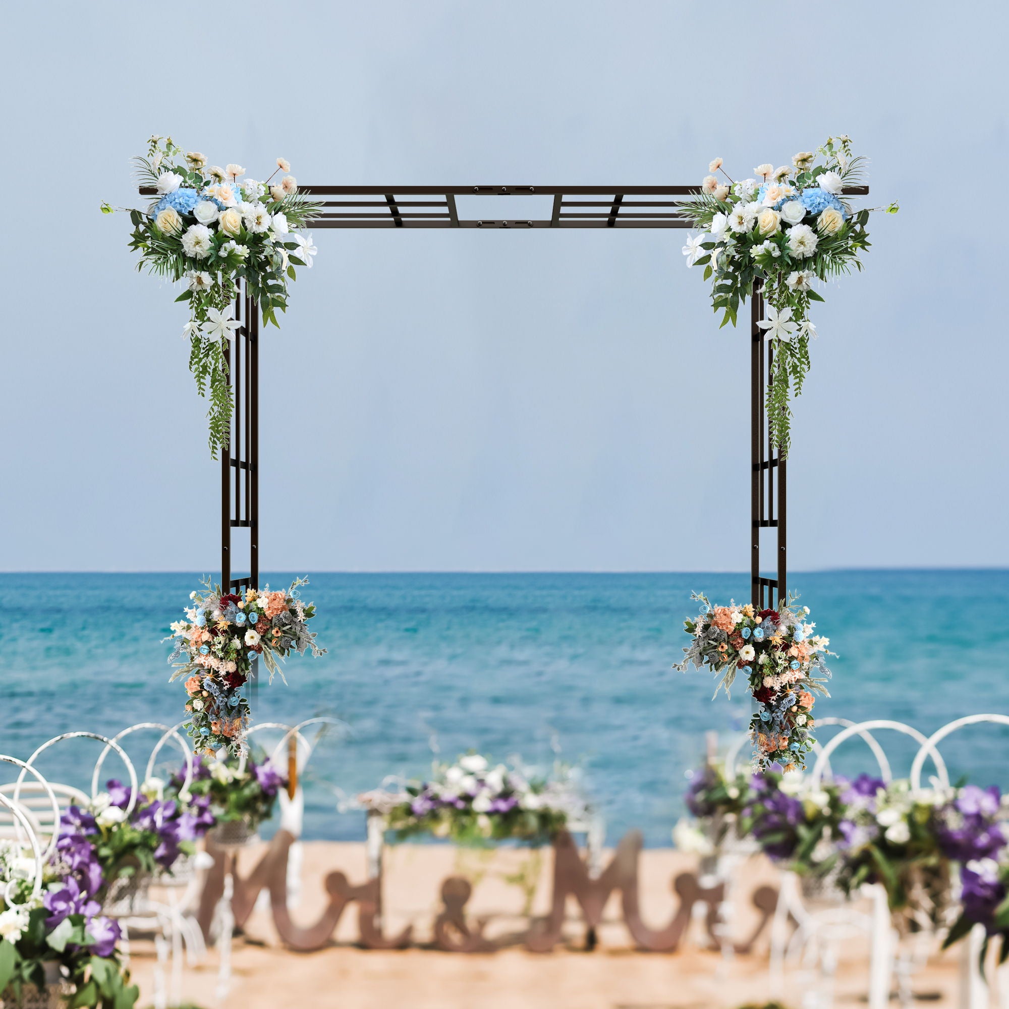 Garden Arch With Adjustable Width Climbing Plants Support - Black
