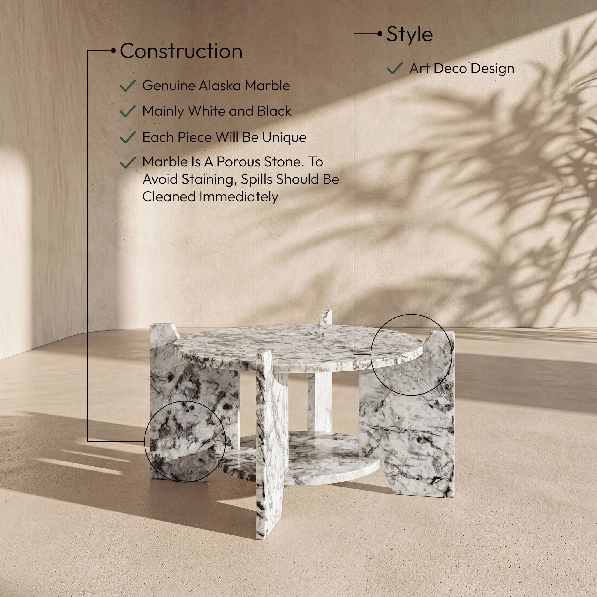 Soriano - Genuine Marble Table