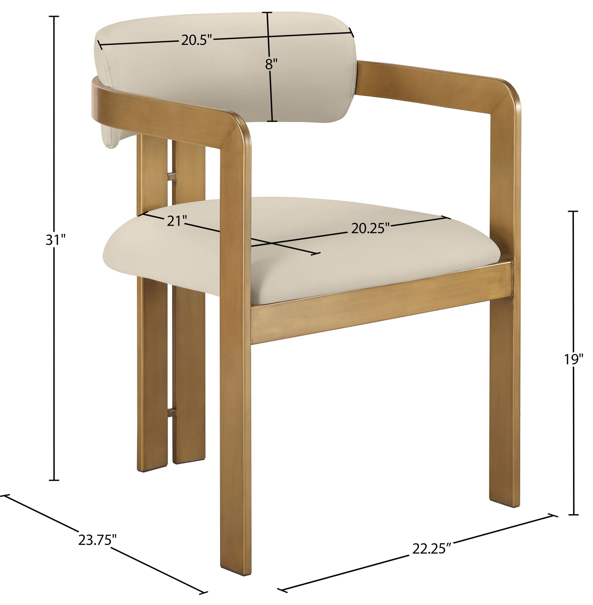 Aurum - Vegan Leather Upholstered Dining Chair With Brushed Brass Base (Set of 2)
