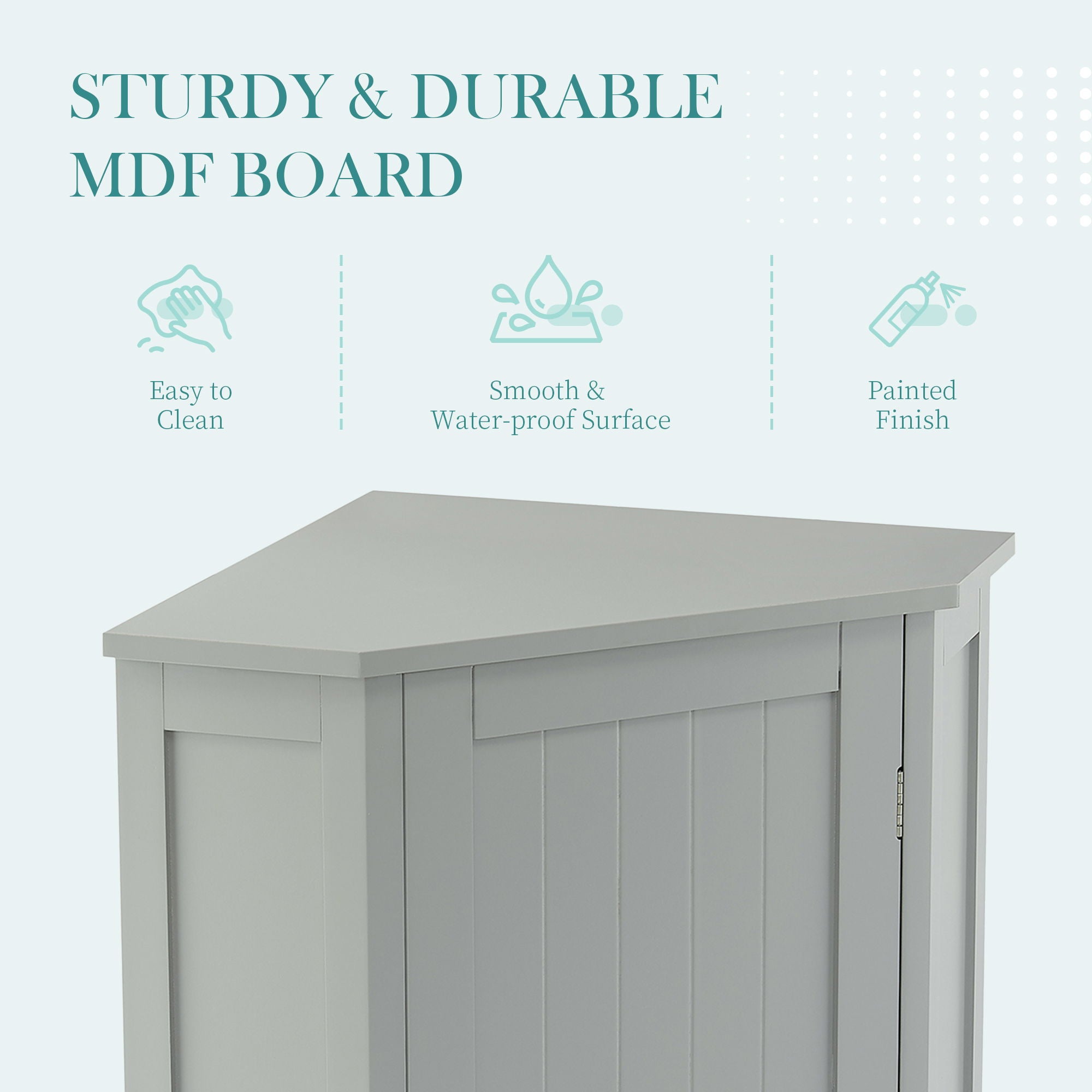 Triangle Corner Bathroom Cabinet With Adjustable Shelf, Storage Unit - Gray