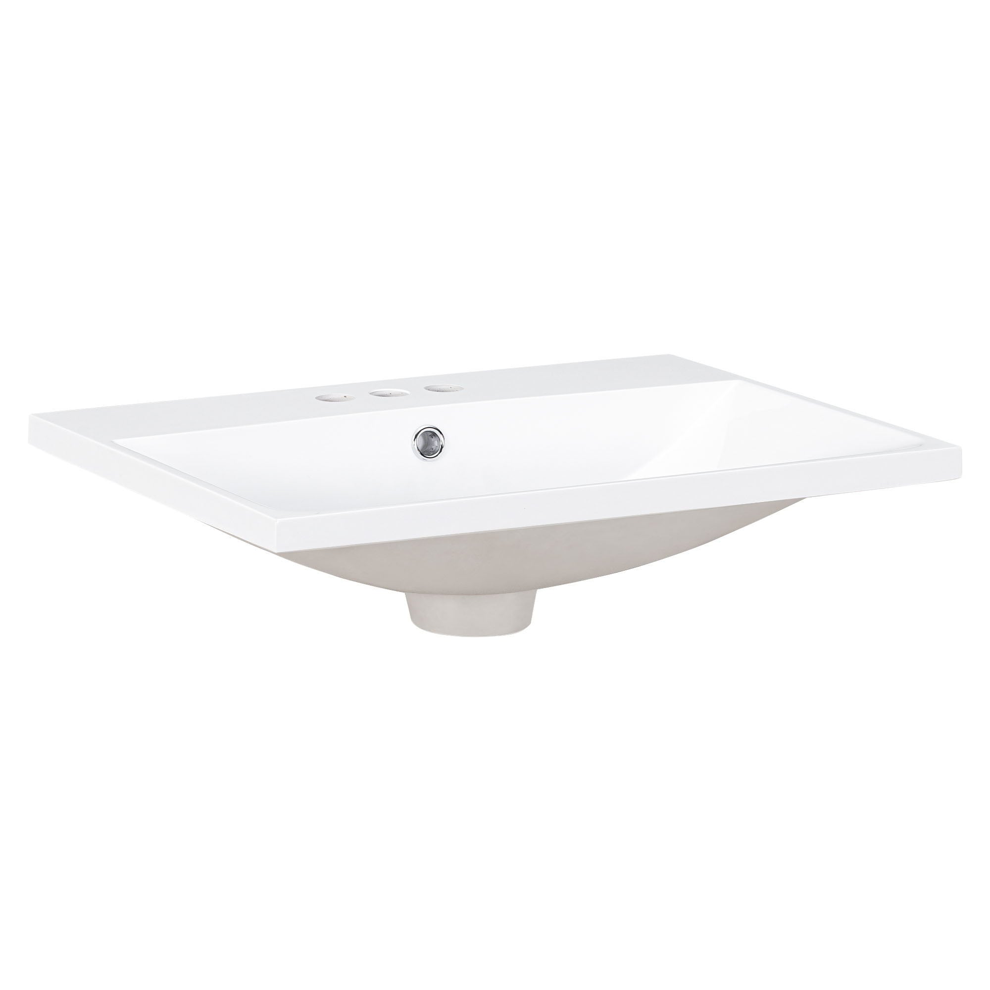 Bathroom Vanity Top, Rectangular Undermount Sink With 3 Faucet Holes, 4" Centerset Compatible - White