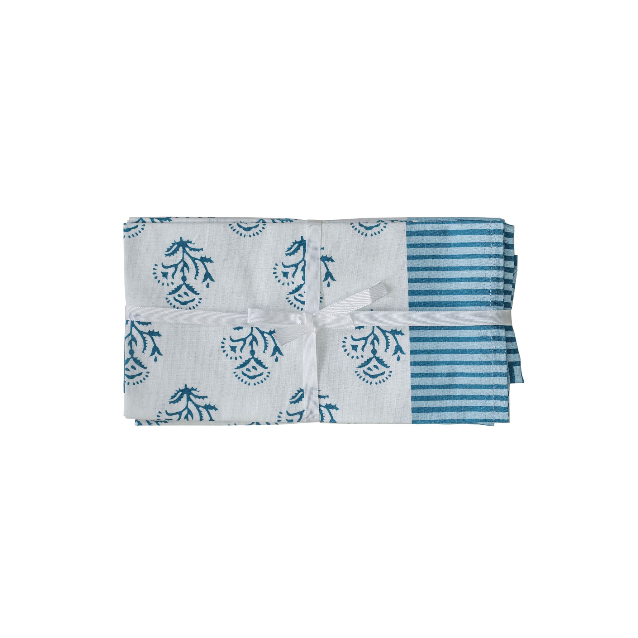 Crissy - Cotton Canvas Printed Napkins (Set of 4) - Blue Vintage Floral
