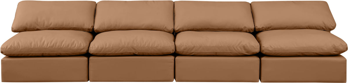 Indulge - Faux Leather 4 Seat Modular Armless Sofa