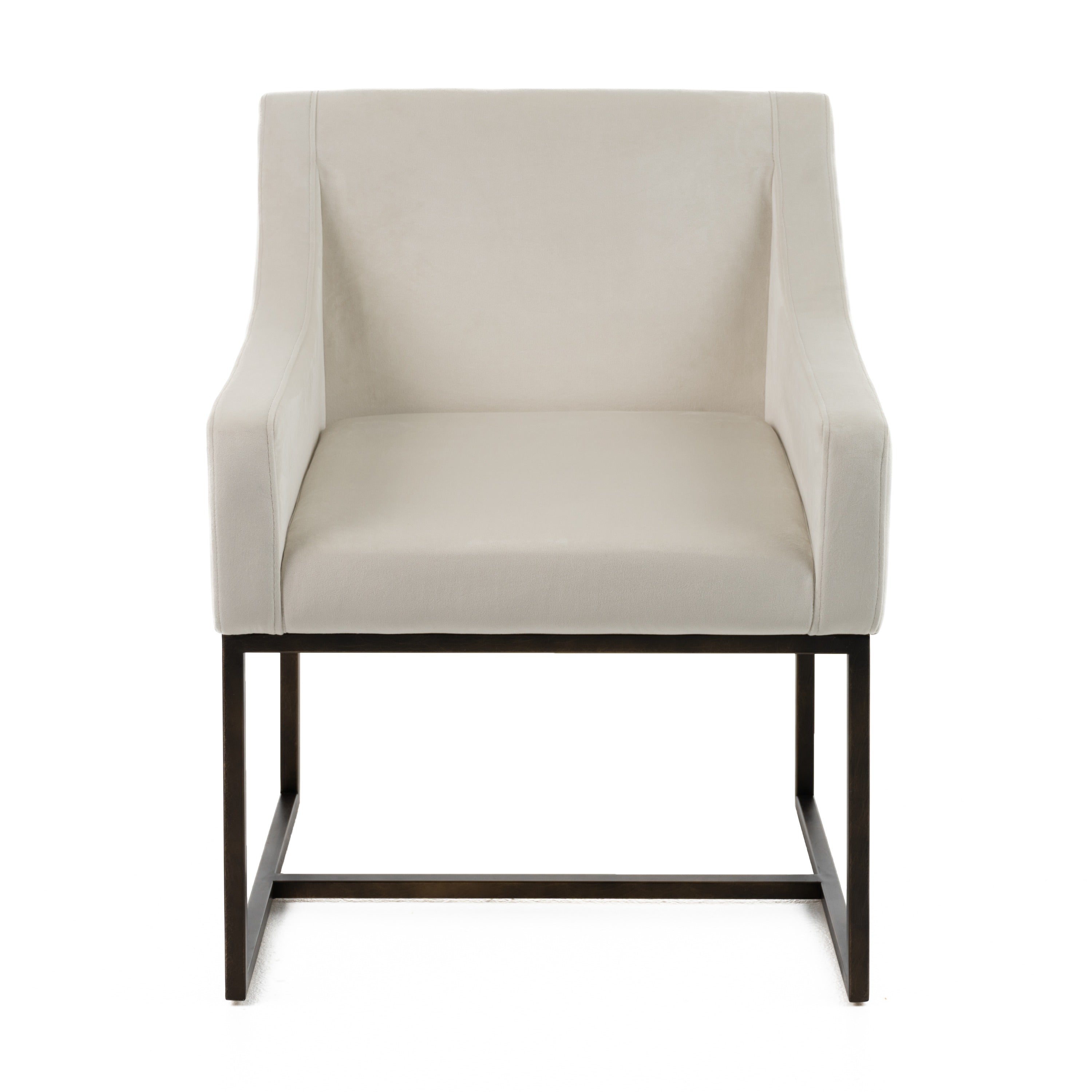 Modrest Elijah - Modern Beige & Copper Antique Brass Dining Chair