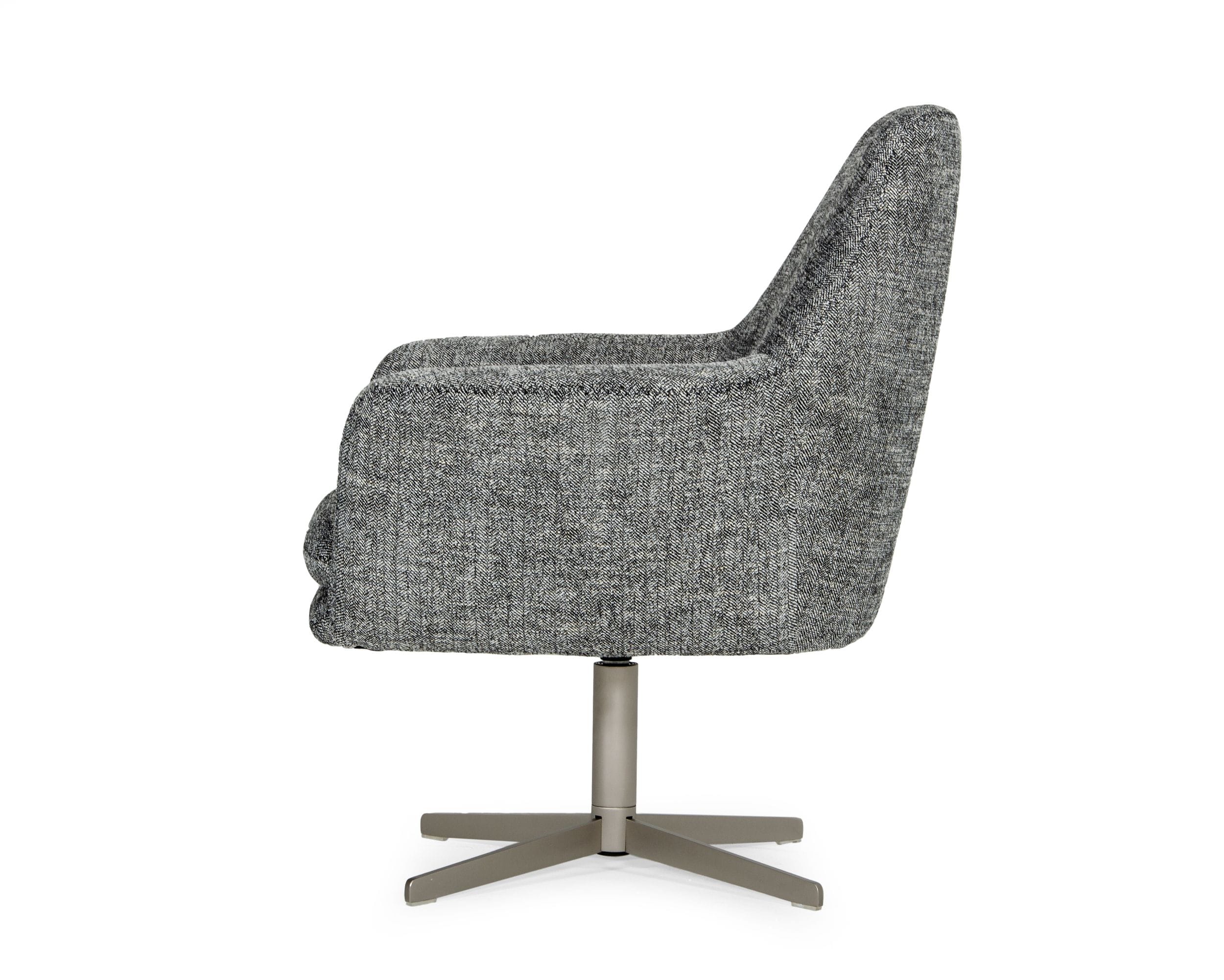 Divani Casa Elvin - Modern Dark Grey Fabric Swivel Lounge Chair