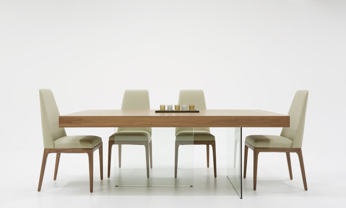 Modrest Encino Modern Walnut & Glass Dining Table