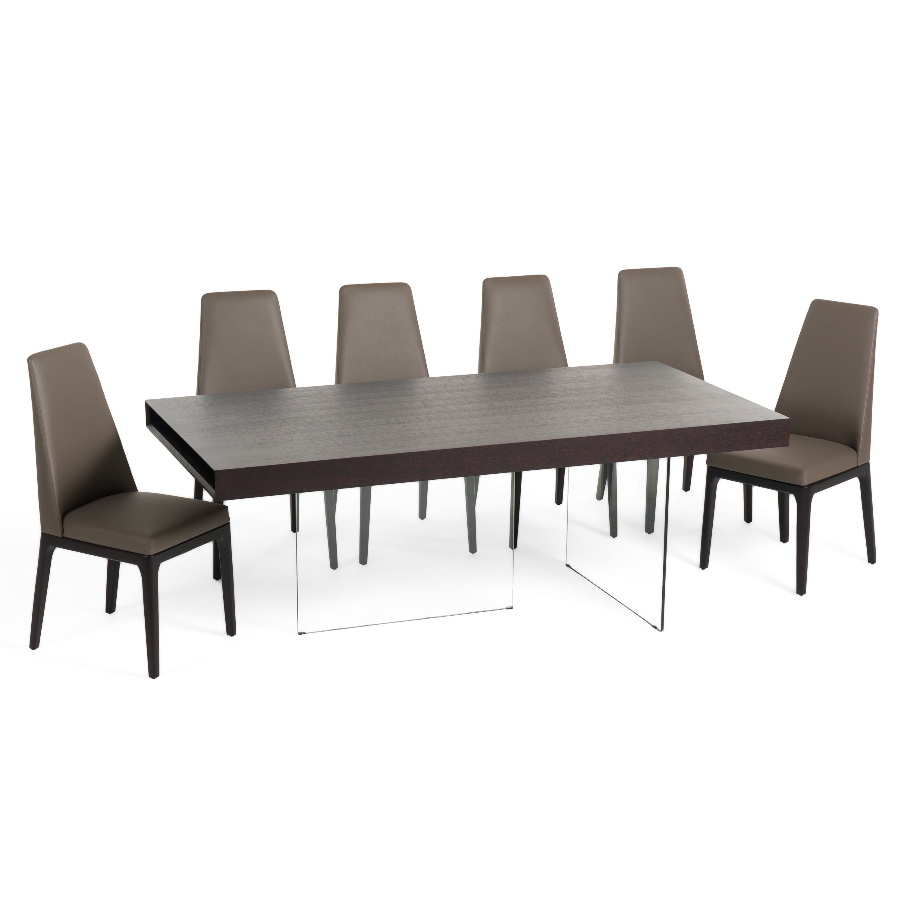 Modrest Encino - Modern Timber Chocolate & Glass Dining Table