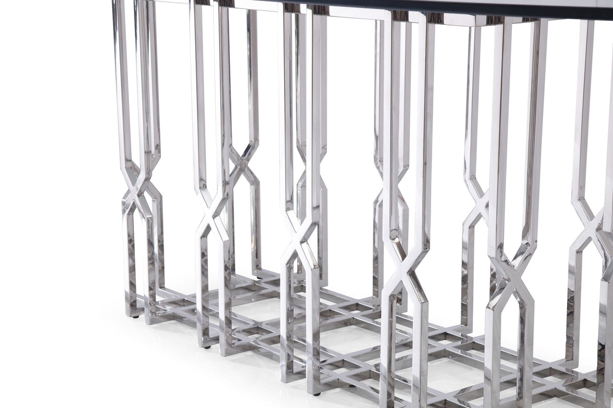 Ericson - Modern Glass & Stainless Steel Dining Table