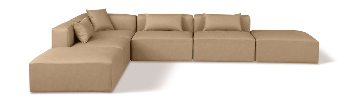 Cube - 6 Piece Modular Corner Armless Sectional - Tan