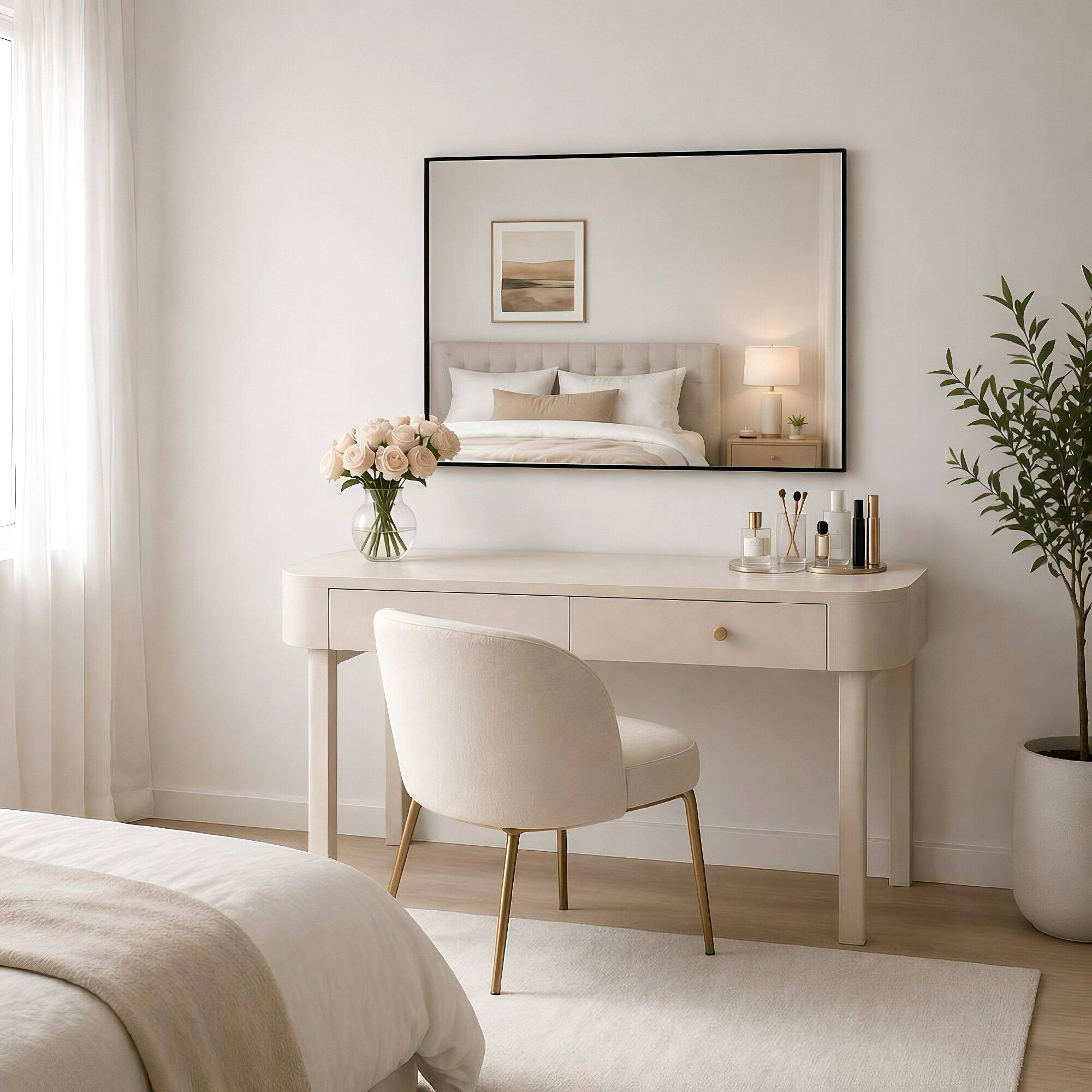 Rectangular Framed Bathroom Wall Mirror, Horizontal Or Vertical Mount