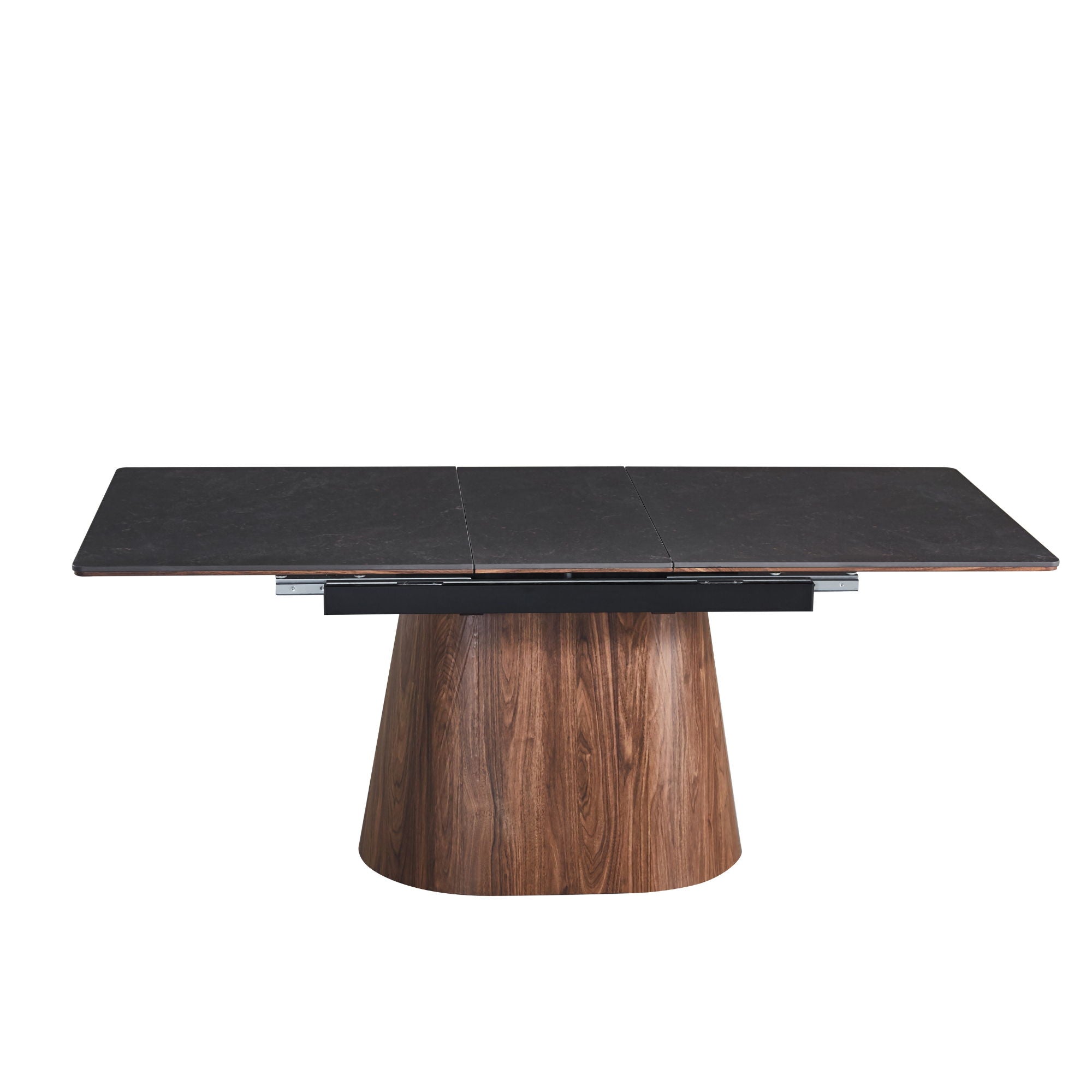 Extendable Dining Table With Cone Base - Brown / Black