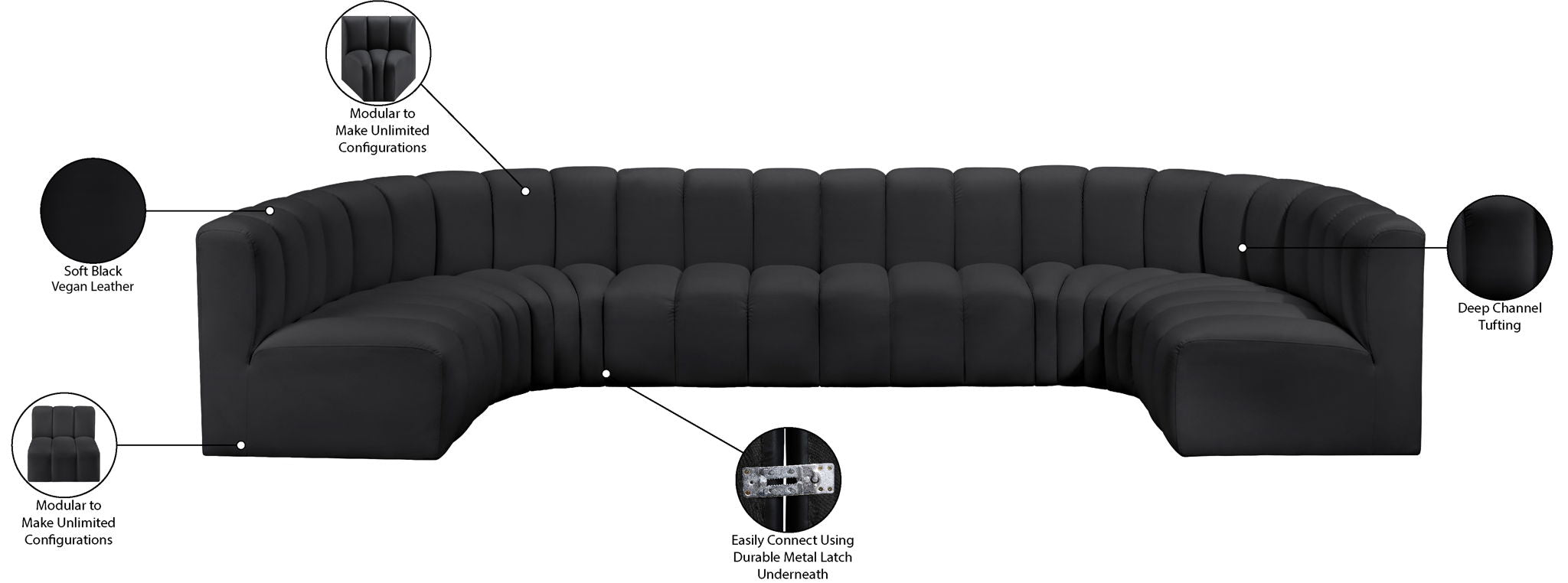 Arc - Faux Leather Modular U-Shaped Sectional