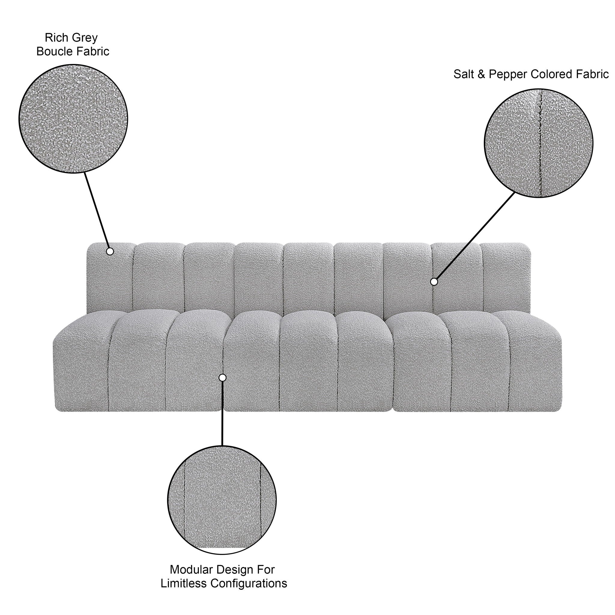 Arc - Boucle Fabric 3 Seats Modular Sofa