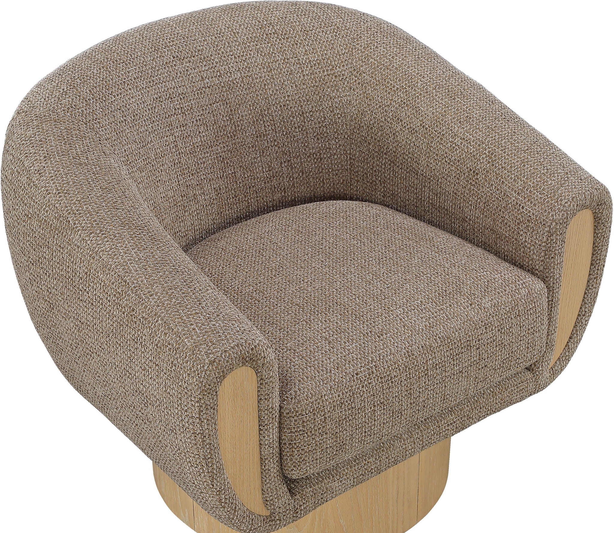 Avella - Interwoven Fabric Swivel Accent Chair - Light Brown Base