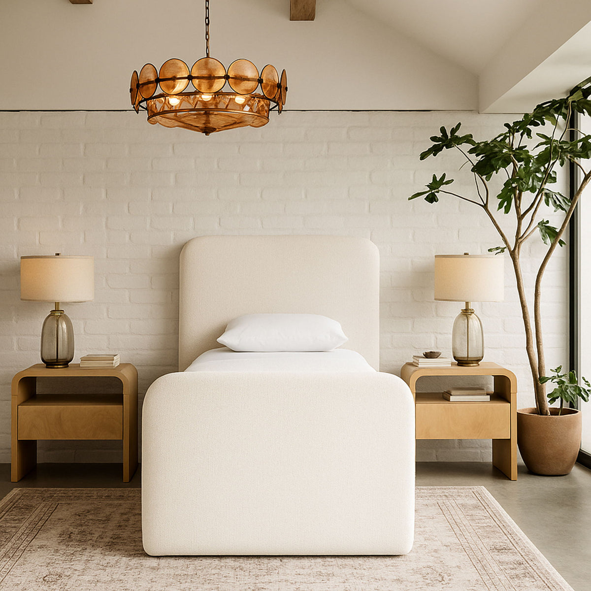 Fira - Linen Textured Fabric Upholstered Bed