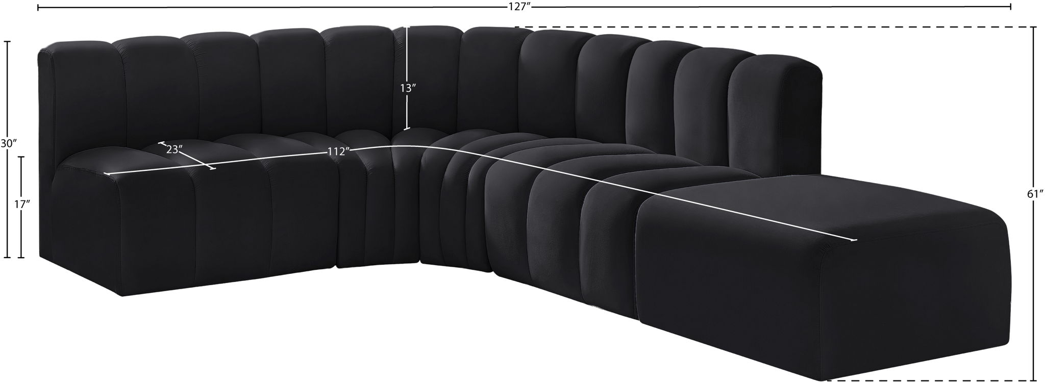 Arc - Velvet 5 Piece Corner Modular Sofa