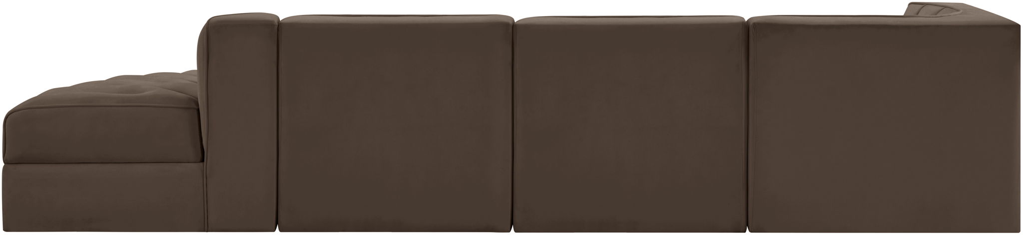 Rummi - Velvet Performance Fabric Upholstered 4 Piece Modular Sectional With Reverse Corner Chair