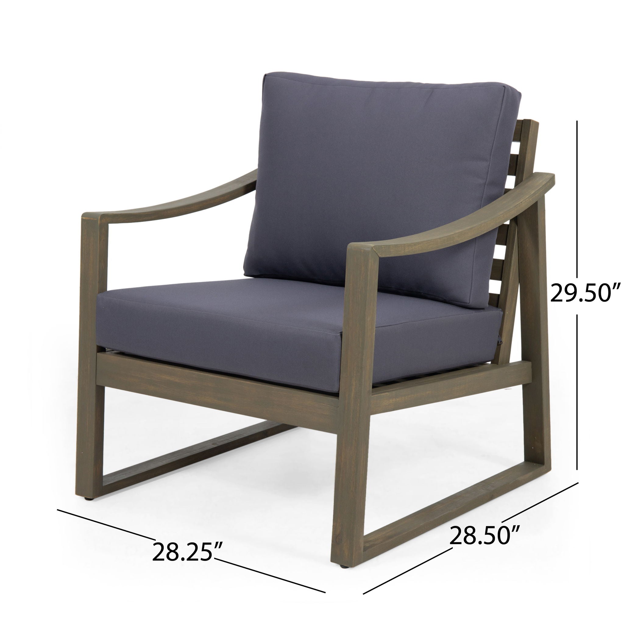 Samwell - Club Chair Outdoor Seating Acacia Wood - Dark Gray