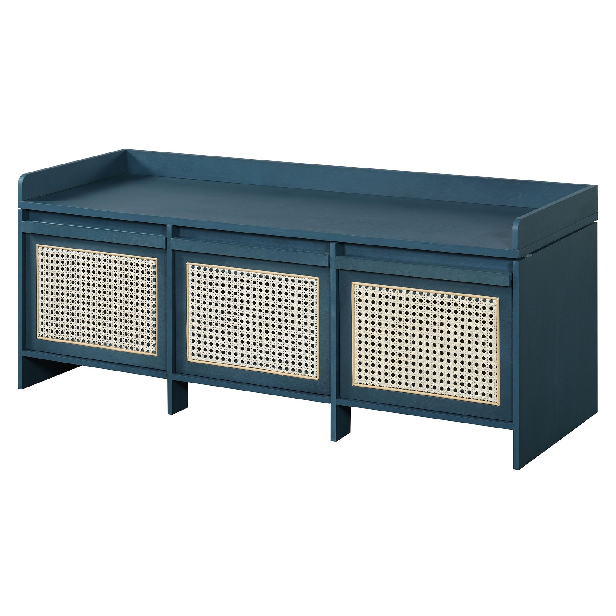 Entryway Shoe Bench With Drawers & Button Tufted Cushion
