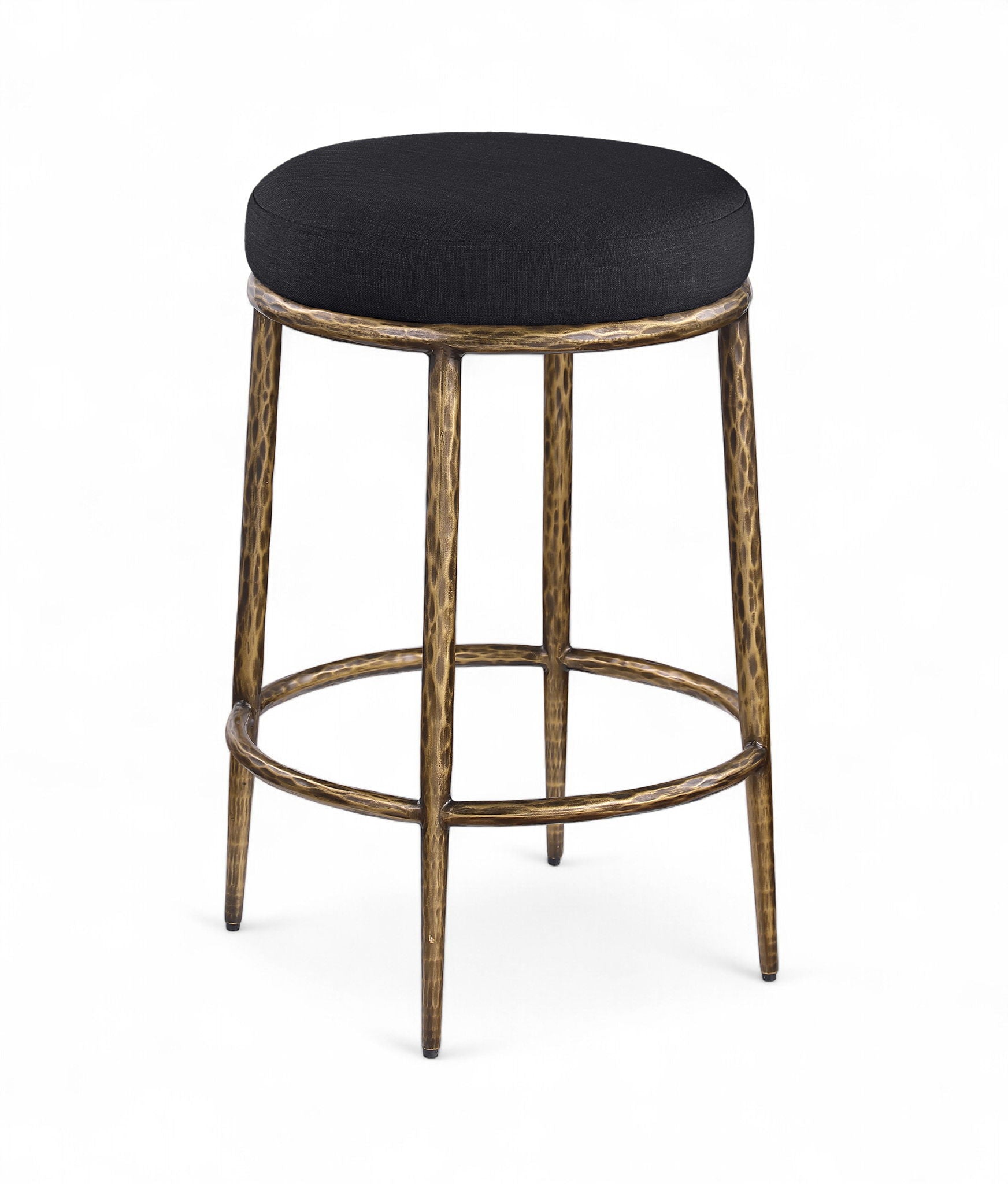 Ferro - Upholstered Backless Counter Stool With Brushed Gold Base