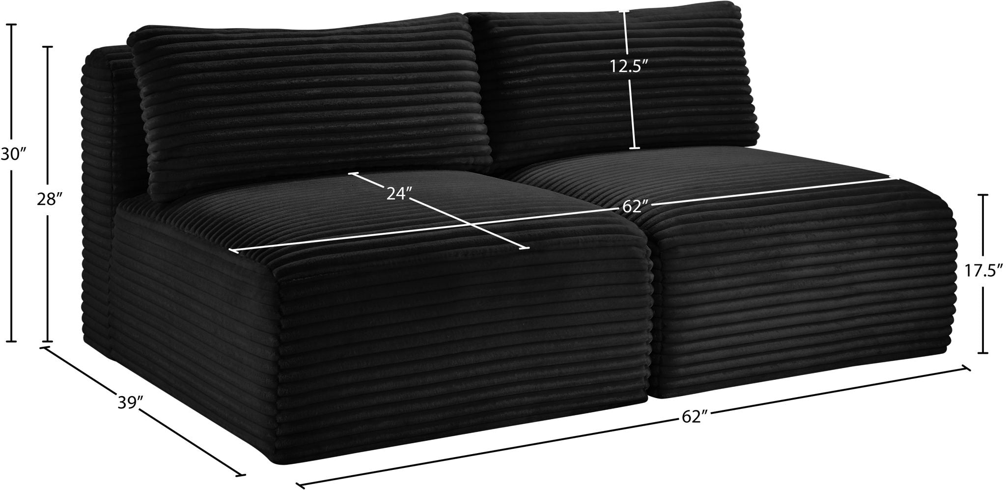 Shaggy - 2 Seat Modular Armless Sofa