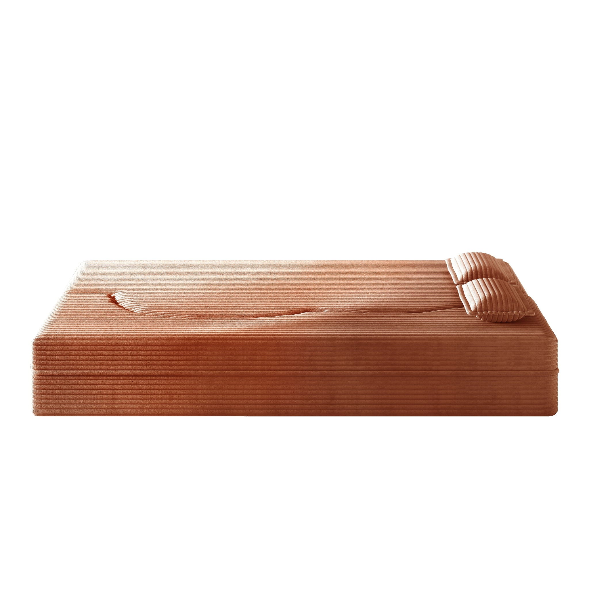 Modern Floor Sofa With 2 Pillows, Convertible Twin Size Folding Mattress For Living Room