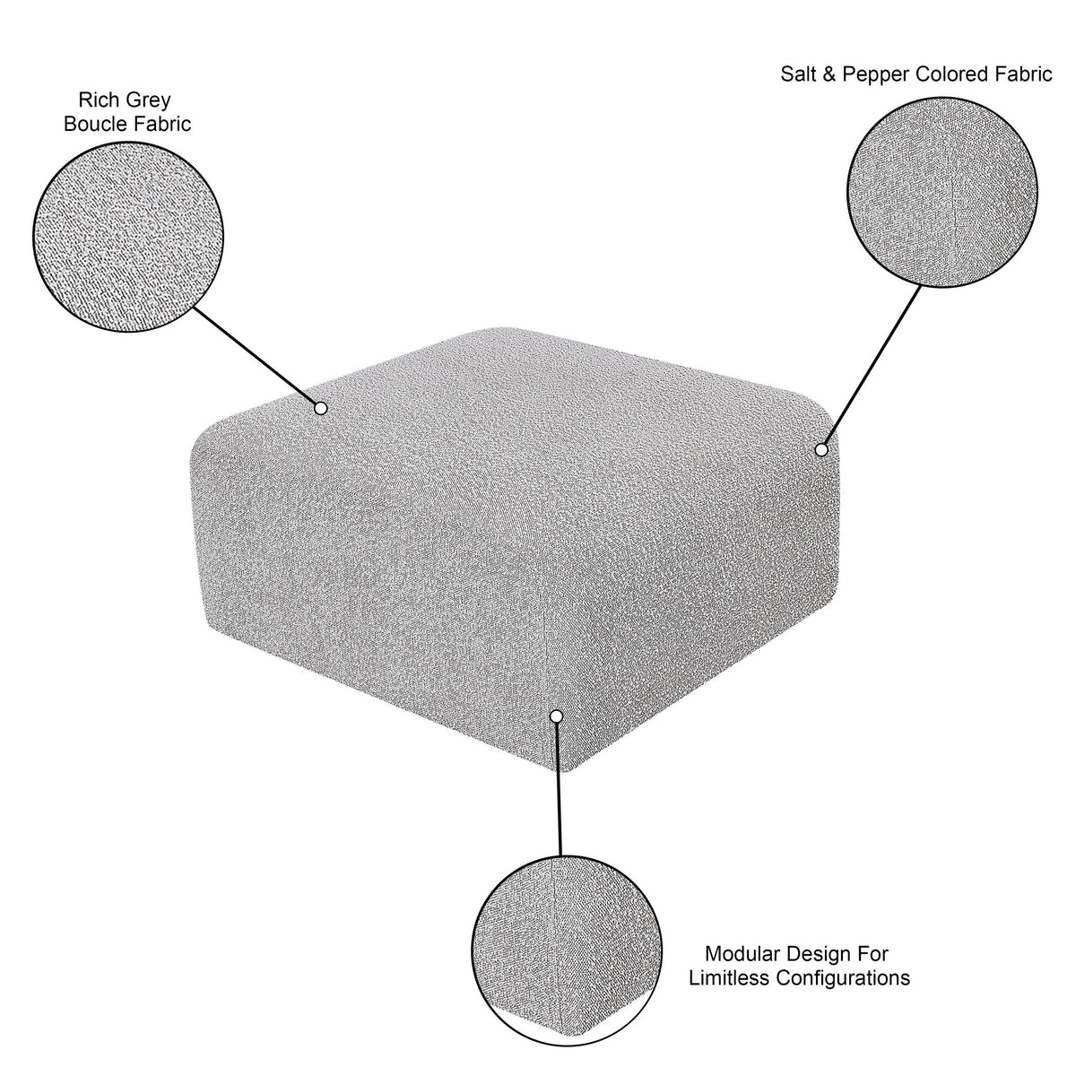 Arc - Boucle Fabric Ottoman