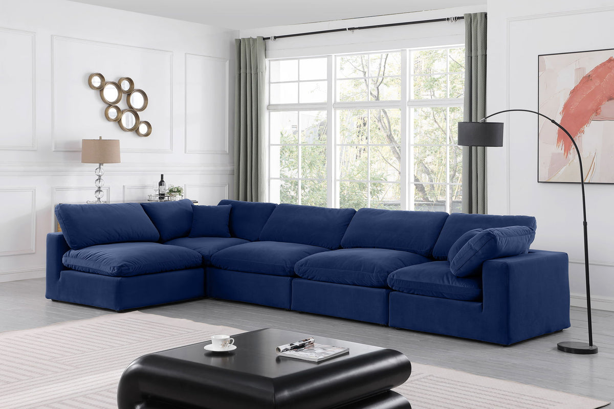 Comfy - 5 Piece Velvet Modular Sectional