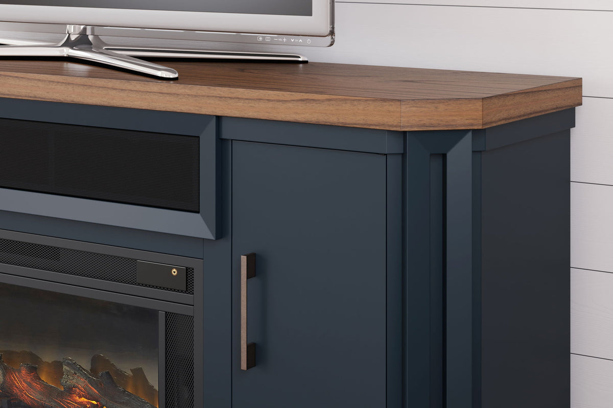 Landocken - 83" TV Stand With Electric Fireplace - Two-tone