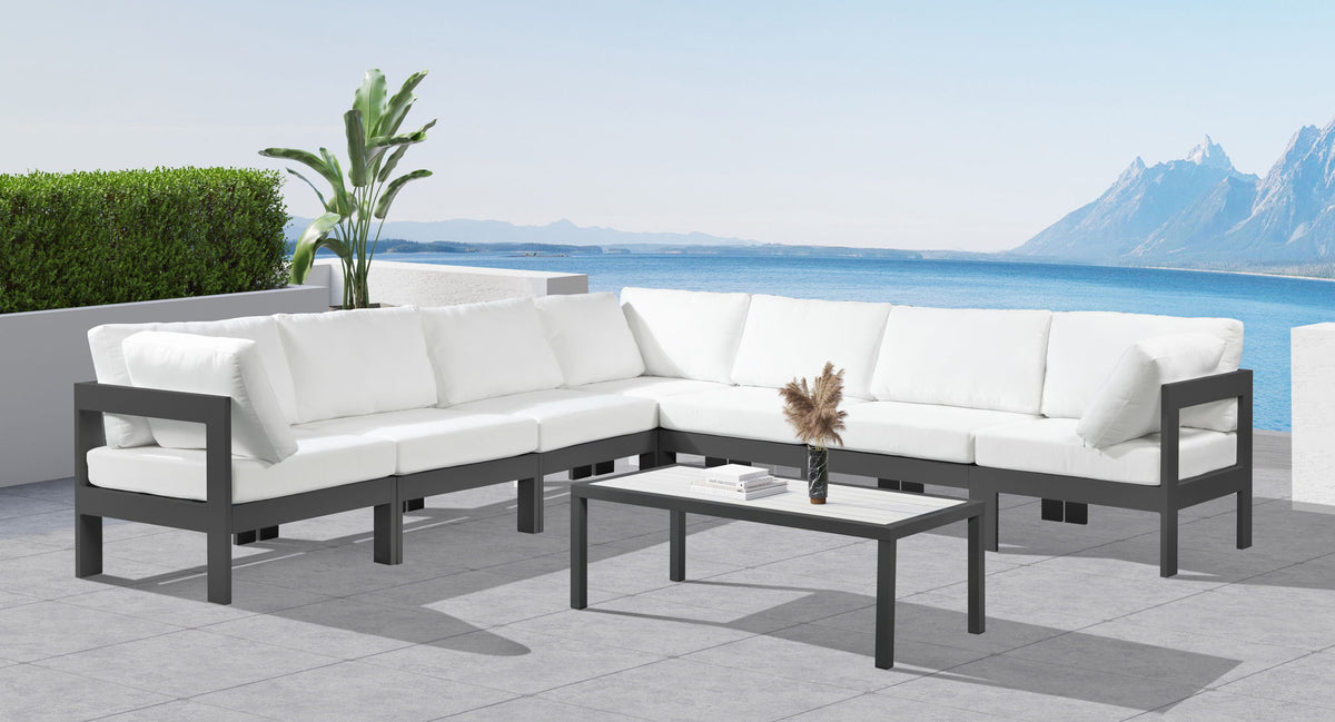 Nizuc - Outdoor Patio 7 Piece Modular Sectional With Gray Frame