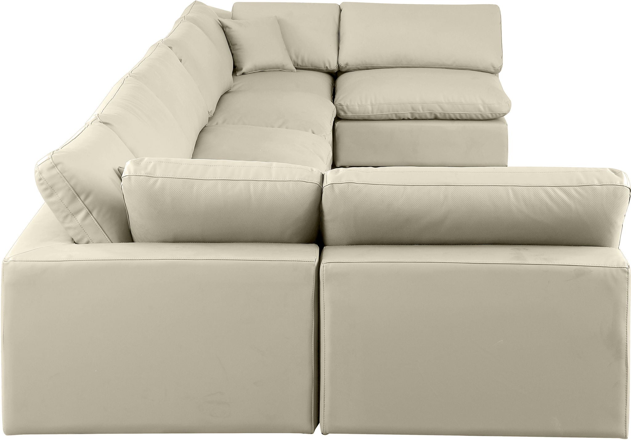 Comfy - 7 Piece Faux Leather Modular Armless Sectional